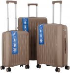 Набір валіз 2E, M7979, поліпропілен, (L+M+S), блискавка anti theft, 4 колеса, кодовий замок, хакі