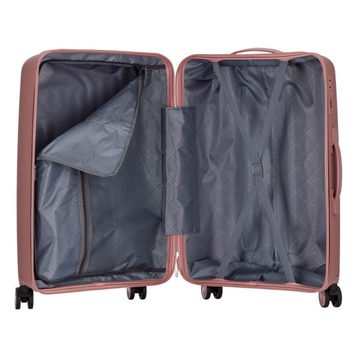 Набір валіз 2E, M7979, поліпропілен, (L+M+S), блискавка anti theft, 4 колеса, кодовий замок, рожево-золотий