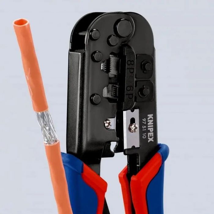 Обжимний інструмент KNIPEX, багатофункціональний, RJ 11/12, RJ 45, 190мм, 0.340кг