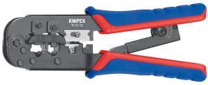 Обжимний інструмент KNIPEX, багатофункціональний, RJ 11/12, RJ 45, 190мм, 0.340кг