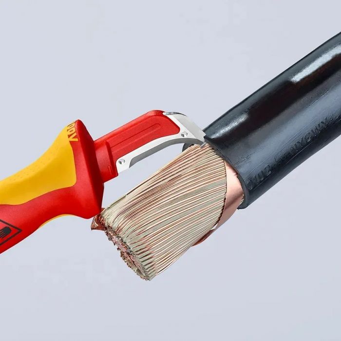 Ніж монтерський KNIPEX, діелектричний, для робіт під напругою 1000В, вигнуте лезо, 180мм, 0.068кг