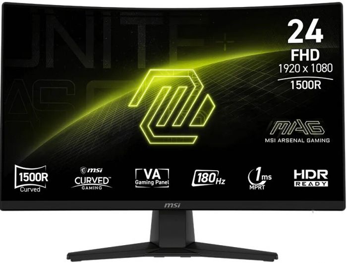 Монітор MSI 23.6" MAG 242C HDMI, DP, Audio, IPS, 180Hz, 1ms, sRGB 115%, CURVED, AdaptiveSync