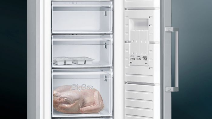 Морозильна камера Siemens, 186x60x65, 242л, 1дв., E, NF, нержавіюча сталь