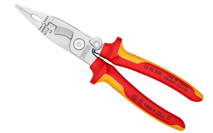 Кліщі багатофункціональні KNIPEX, діелектричні, для робіт під напругою 10000В, 200мм