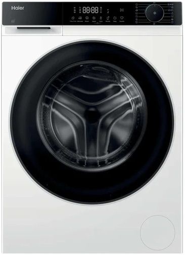 Пральна машина Haier фронтальна, 10кг, 1400, A, 52см, дисплей, пара, інвертор, люк чорний, білий