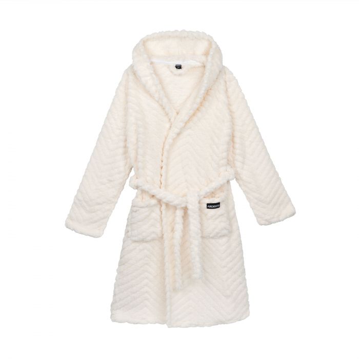 Халат жіночий ARDESTO Zigzag, розмір S/M, 100% поліестер, білий