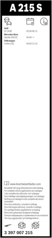 Склоочисник BOSCH Aerotwin безкаркасний комплект 650/600мм (3 397 007 215)