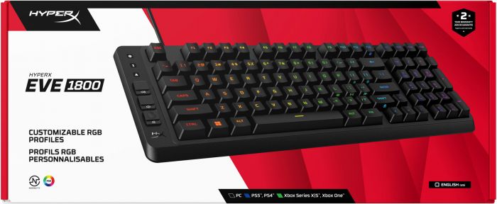 Клавіатура мембранна HyperX Alloy Origins EVE 1800 99key, Red, USB-A, EN/UA, RGB, чорний