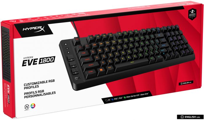 Клавіатура мембранна HyperX Alloy Origins EVE 1800 99key, Red, USB-A, EN/UA, RGB, чорний