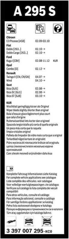 Склоочисник BOSCH Aerotwin безкаркасний комплект 600/400мм (3 397 007 295)