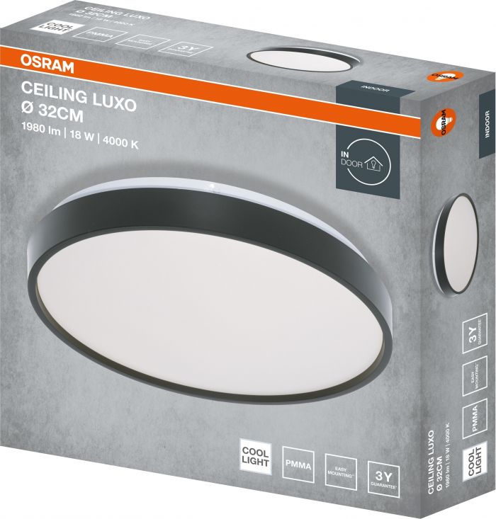 Світильник накладний OSRAM CEILING LUXO 18Вт 4000К чорний