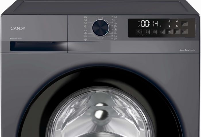 Пральна машина Candy ProWash 300 фронтальна, 8кг, 1400, A, 48см, дисплей, пара, інвертор, люк чорний, cріблястий