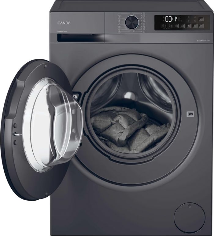 Пральна машина Candy ProWash 300 фронтальна, 8кг, 1400, A, 48см, дисплей, пара, інвертор, люк чорний, cріблястий