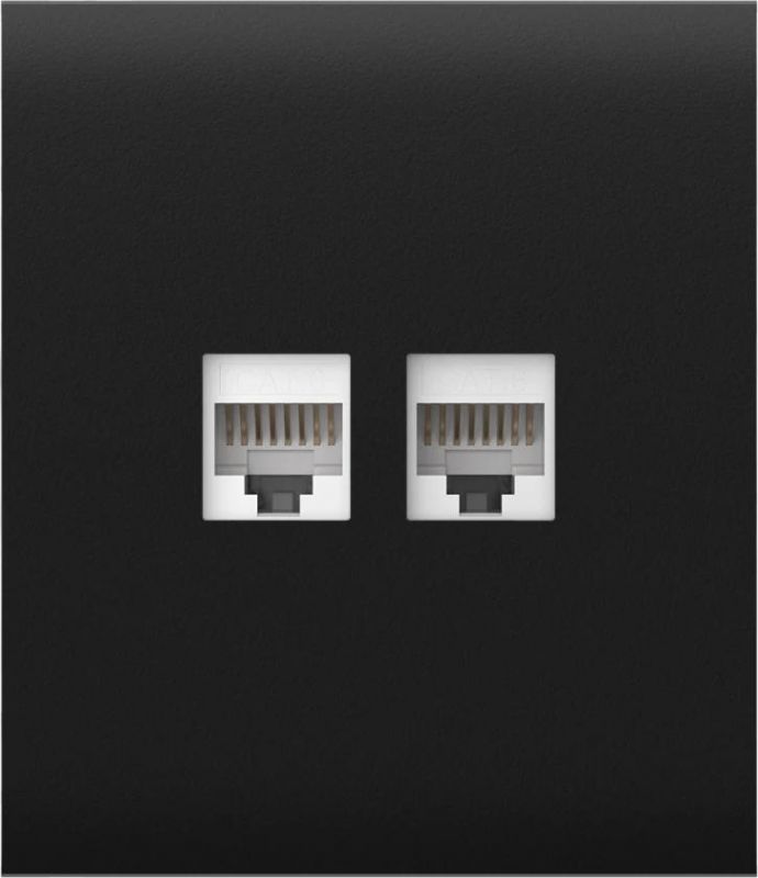 Центральна панель для вбудованої інтернет-розетки Ajax CenterCover LAN, чорна (126196.318.BL)