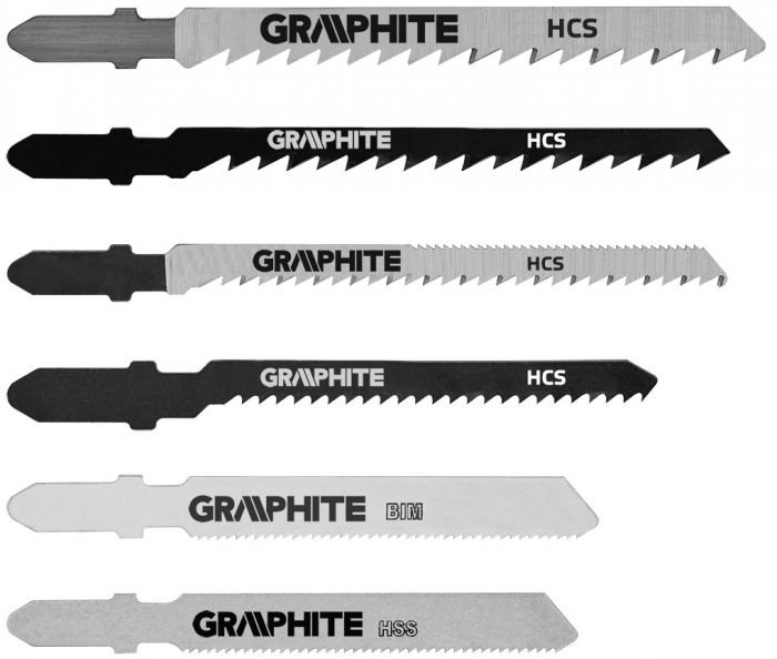 Полотно для електролобзика GRAPHITE, хвостовик T, набір 6шт