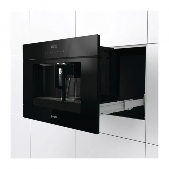 Кавомашина Gorenje вбудована, 1,8л, зерно+мелена, автомат.капуч, дисплей, сернор.керування, підсвітка, чорний