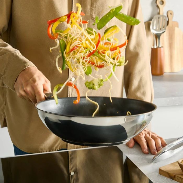 Сковорода ВОК  Tefal Emotion+, 28см, нержавіюча сталь, бакеліт, чорний