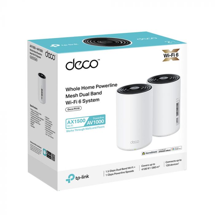 Система WiFi-Mesh TP-LINK Deco PX10 AX1500, 3xGE LAN/WAN, 2 мод, Powerline AV1000