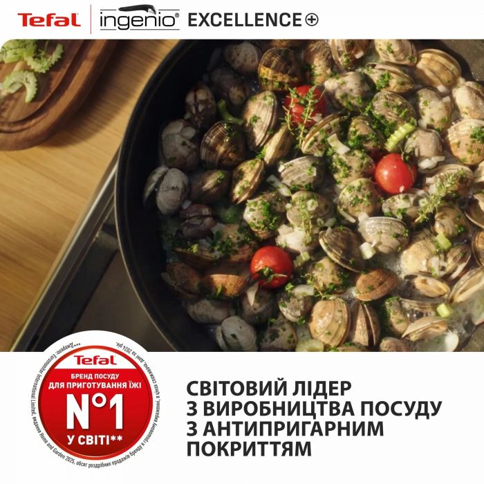 Набір посуду Tefal Ingenio Excellence+, 13 предметів, алюміній, нержавіюча сталь, бакеліт, чорний