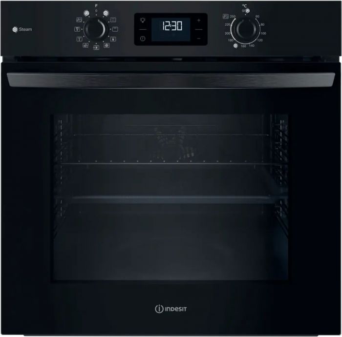 Духова шафа Indesit електрична, 71л, A+, дисплей, конвекція, чорний