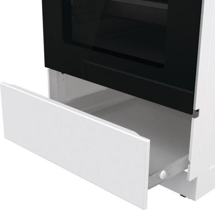 Плита Gorenje комбінована, 70л, 50x60см, метал. кришка, дисплей, IconLed, емальовані, білий