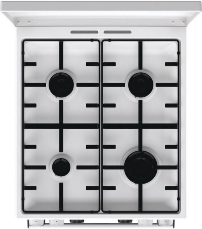 Плита Gorenje комбінована, 70л, 50x60см, метал. кришка, дисплей, IconLed, емальовані, білий