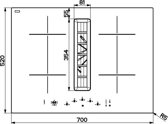 Варильна поверхня Franke індукційна, з фільтром, 70см, вбудована витяжка, Booster, Bridge, 1050м.куб/год, A+, автовідключення, Набір для рециркуляції, чорний
