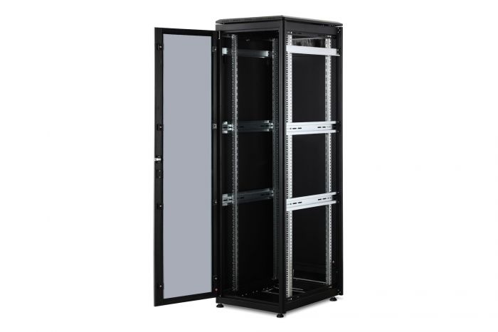 Шафа DIGITUS 19", 42U, Network Unique, передні двері зі склом, 600x800 мм, 1200кг максимально, чорна
