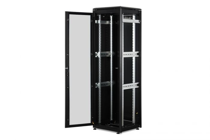 Шафа DIGITUS 19", 42U, Network Unique, передні двері зі склом, 600x600 мм, 1200кг максимально, чорна