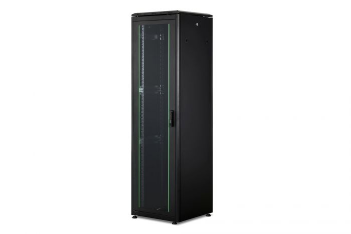 Шафа DIGITUS 19", 42U, Network Unique, передні двері зі склом, 600x600 мм, 1200кг максимально, чорна