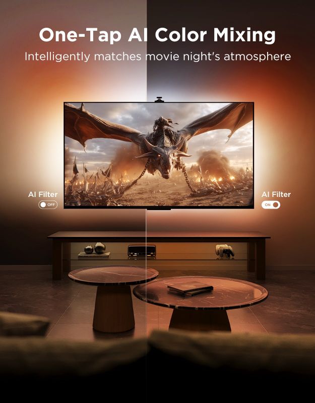 Набір адаптивного підсвічування Govee R2A81 Three-cameraTV Backlight 75-85', RGBIC, WI-FI/Bluetooth, чорний