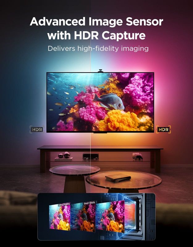 Набір адаптивного підсвічування Govee R2A81 Three-cameraTV Backlight 75-85', RGBIC, WI-FI/Bluetooth, чорний