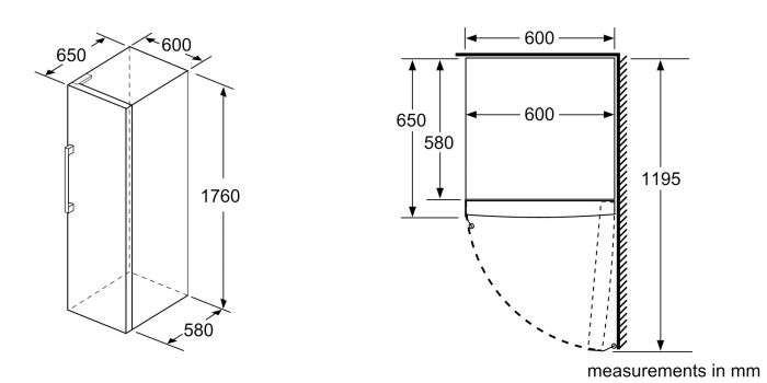 Морозильна камера Bosch, 176x60x65, 225л, 1дв., E, NF, білий