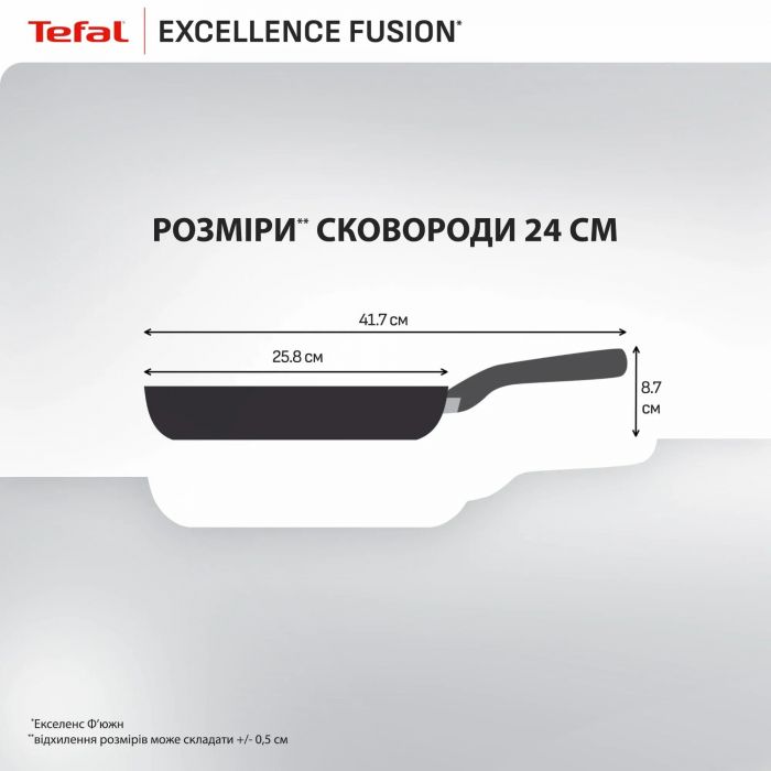 Сковорода Tefal Excellence Fusion,24см, алюміній, нержавіюча сталь, бакеліт, чорний
