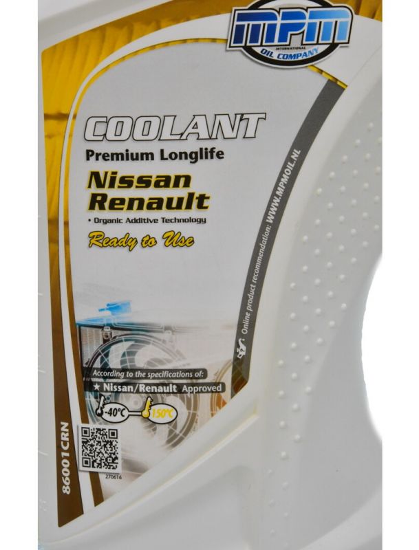 Антифриз MPM Premium Longlife Renault/Nissan  жовтий -40°C 1л (86001CRN)