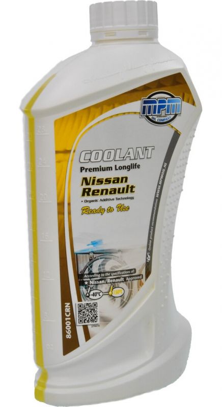 Антифриз MPM Premium Longlife Renault/Nissan  жовтий -40°C 1л (86001CRN)