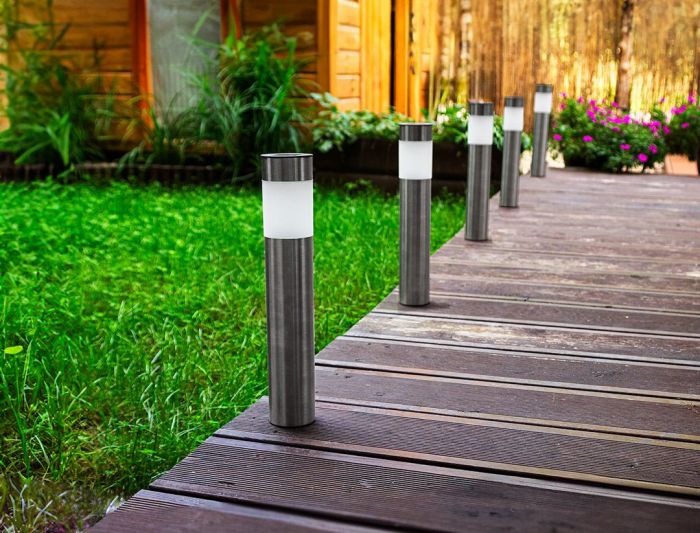 Світильник стовпчик сонячний Neo Tools LED 43см 1.2Вт 8000К IP44 автономний датчик сутінків сірий