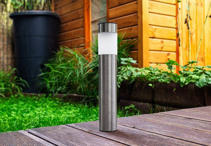 Світильник стовпчик сонячний Neo Tools LED 43см 1.2Вт 8000К IP44 автономний датчик сутінків сірий