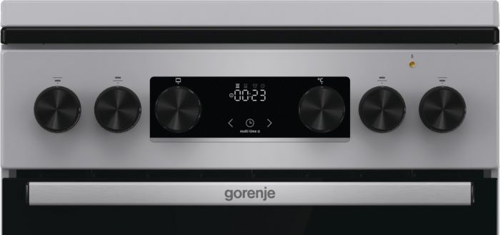 Плита Gorenje комбінована, 70л, 50x60см, метал. кришка, дисплей, IconLed, емальовані реш, титан