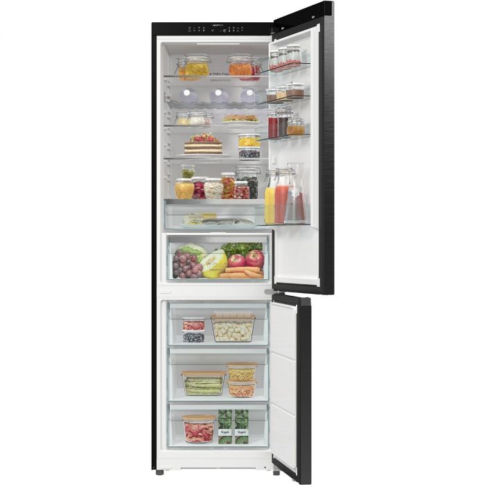 Холодильник з нижн. мороз. камерою Gorenje, 203х66х60см, 2 двері, 257(121)л, А+, NF+, Зона св-ті, Інвертор, Внутр. Дисп, Wi-Fi, Чорний