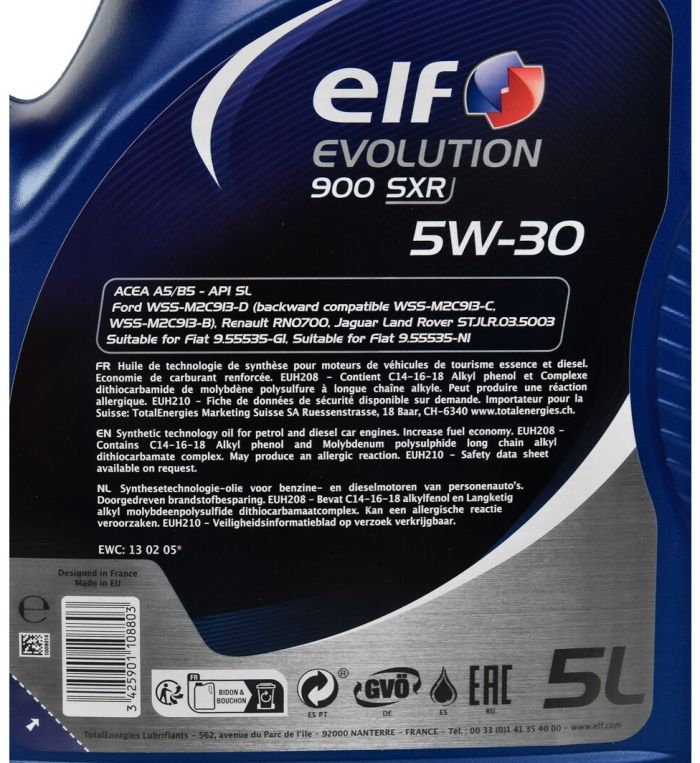 Олива моторна ELF Evolution 900 SXR 5W-30 5л (10-5 EVO SXR) (213894)