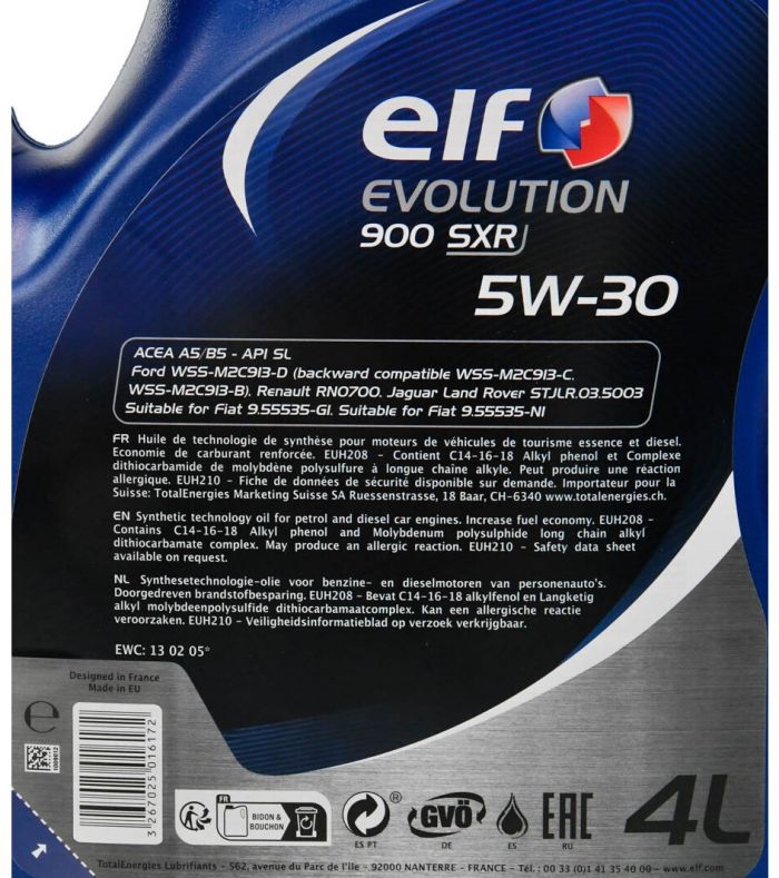 Олива моторна ELF Evolution 900 SXR 5W-30 4л (10-4 EVO SXR) (216643)