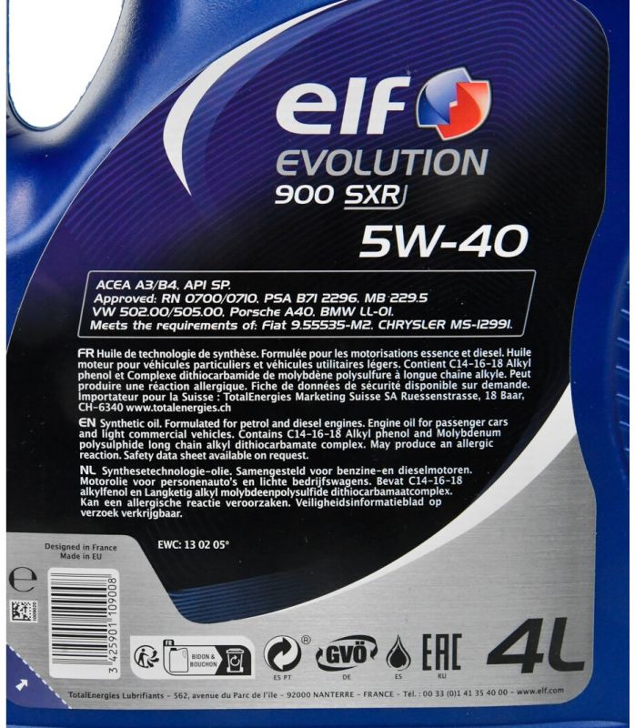 Олива моторна ELF Evolution 900 SXR 5W-40 4л (11-4 SXR) (213914)