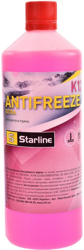 Антифриз Starline Extra K12 G-12+ концентрат рожевий -74°C 1л (NA K12-1)