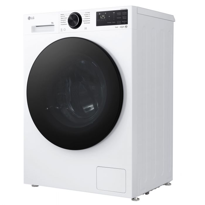 Пральна машина LG фронтальна, 8кг, 1200, A, 48см, дисплей, пара, інвертор, білий