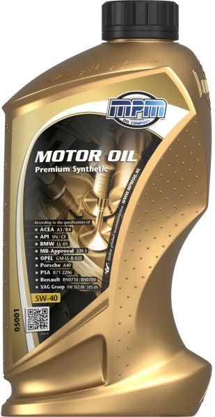 Олива моторна MPM Premium Synthetic 5W-40 1л (05001)