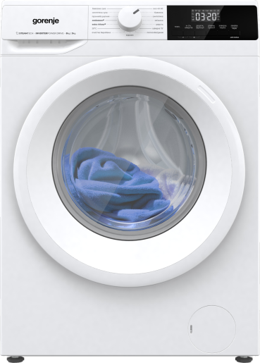 Прально-сушильна машина Gorenje фронтальна, 8(5)кг, 1400, A+, 55см, дисплей, пара, інвертор, білий