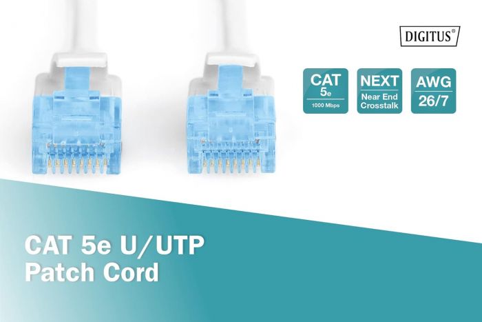 Патч-корд DIGITUS CAT 5e UTP, 0.5м, AWG 26/7, CCA, PVC, сірий