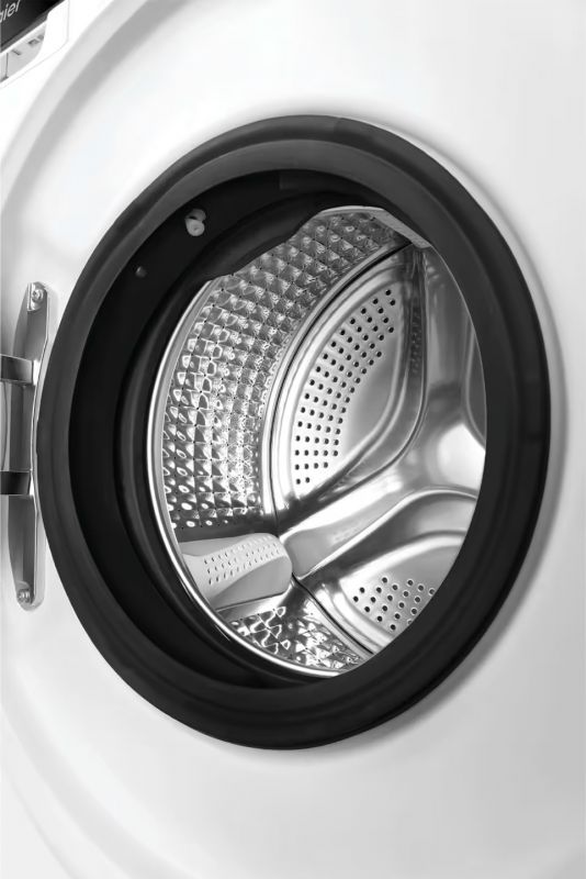 Прально-сушильна машина Haier фронтальна, 5(2.5)кг, 1200, A, 42.3см, дисплей, інвертор, люк чорний, Wi-Fi, висота 70см, білий