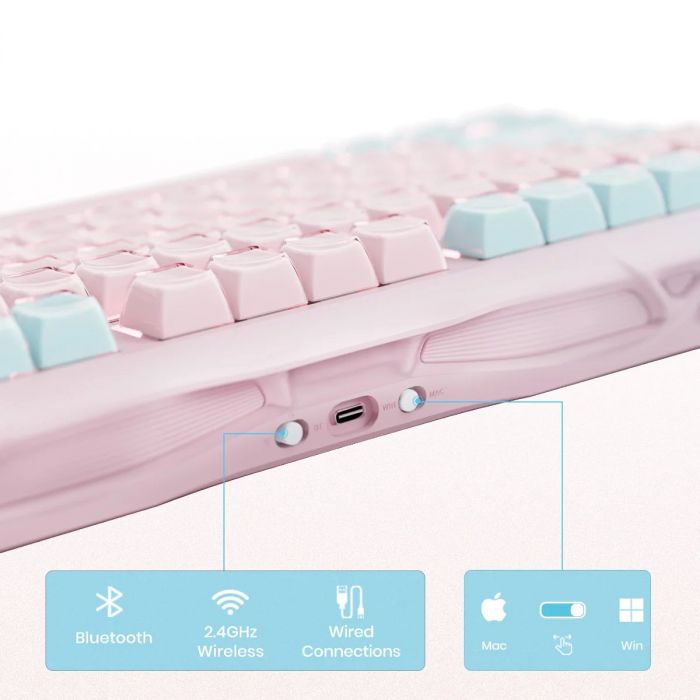 Клавіатура механічна GravaStar Mercury K1 Lite 80keys, GravaStar x BSUN Grey, BT/WL/USB, Lumen Rose